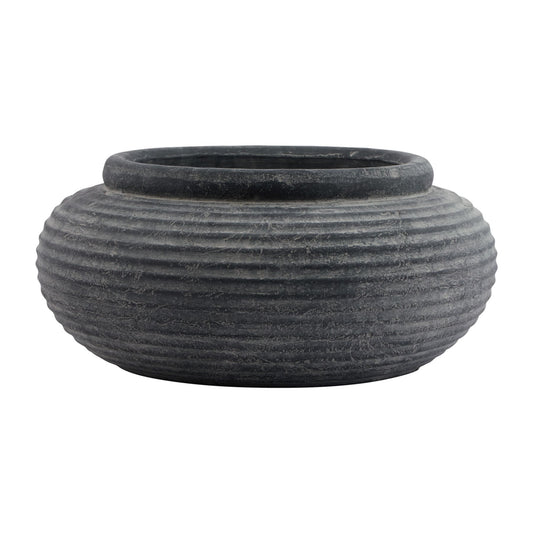Stella Grey Round Sculpted Planter
