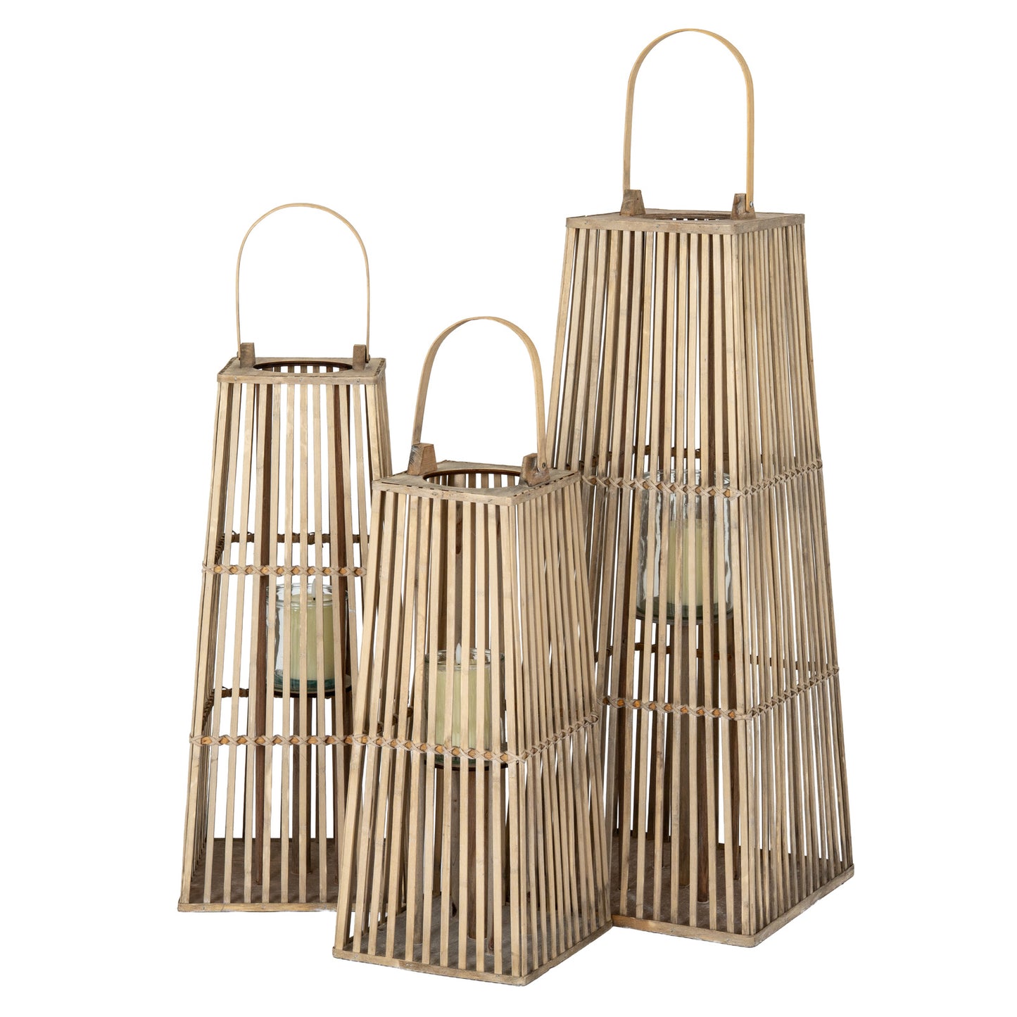 Small Silo Wicker Lantern With Glass Holder