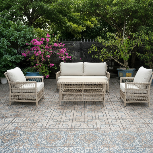 Soleil 4-Seater Rattan-Style Garden Lounge Set with Coffee Table